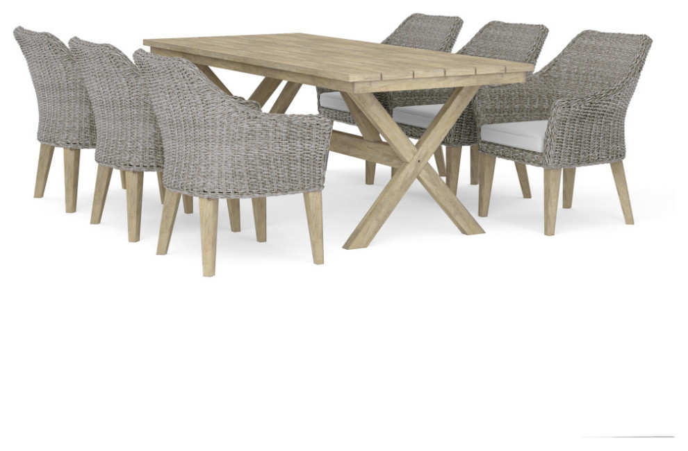 Cypress 7 Piece Outdoor Dining Set Tropical Outdoor Dining Sets
