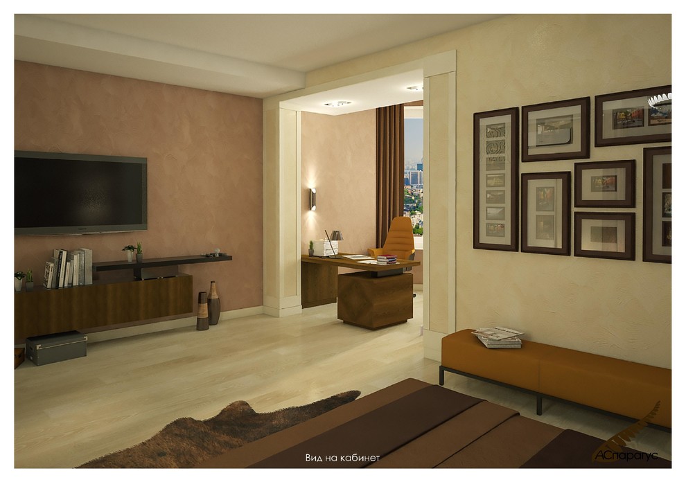 Спальня. Вид на кабинет