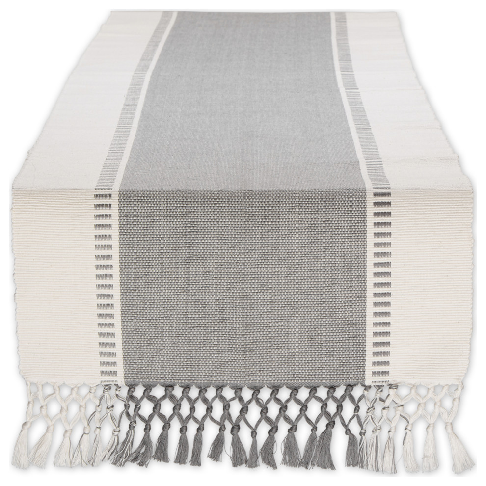 Brown Dobby Stripe Ribbed Table Runner 13x108 - Transitional - Table ...