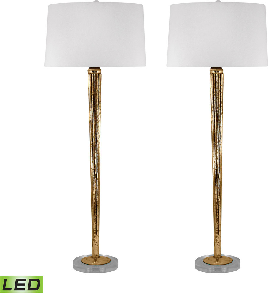 Mercury Glass Candlestick Lamp (Set of 2) Contemporary Lamp Sets