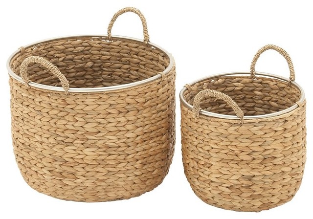 Seagrass Basket 2 Piece Set Beach Style Baskets By Benzara Woodland Imprts The Urban Port