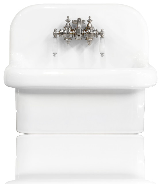New Small Wall Mount High Back Sink Deep Basin Porcelain Package White Chrome New Small Wall Mount High Back Sink Deep Basin Porcelain Package White Chrome