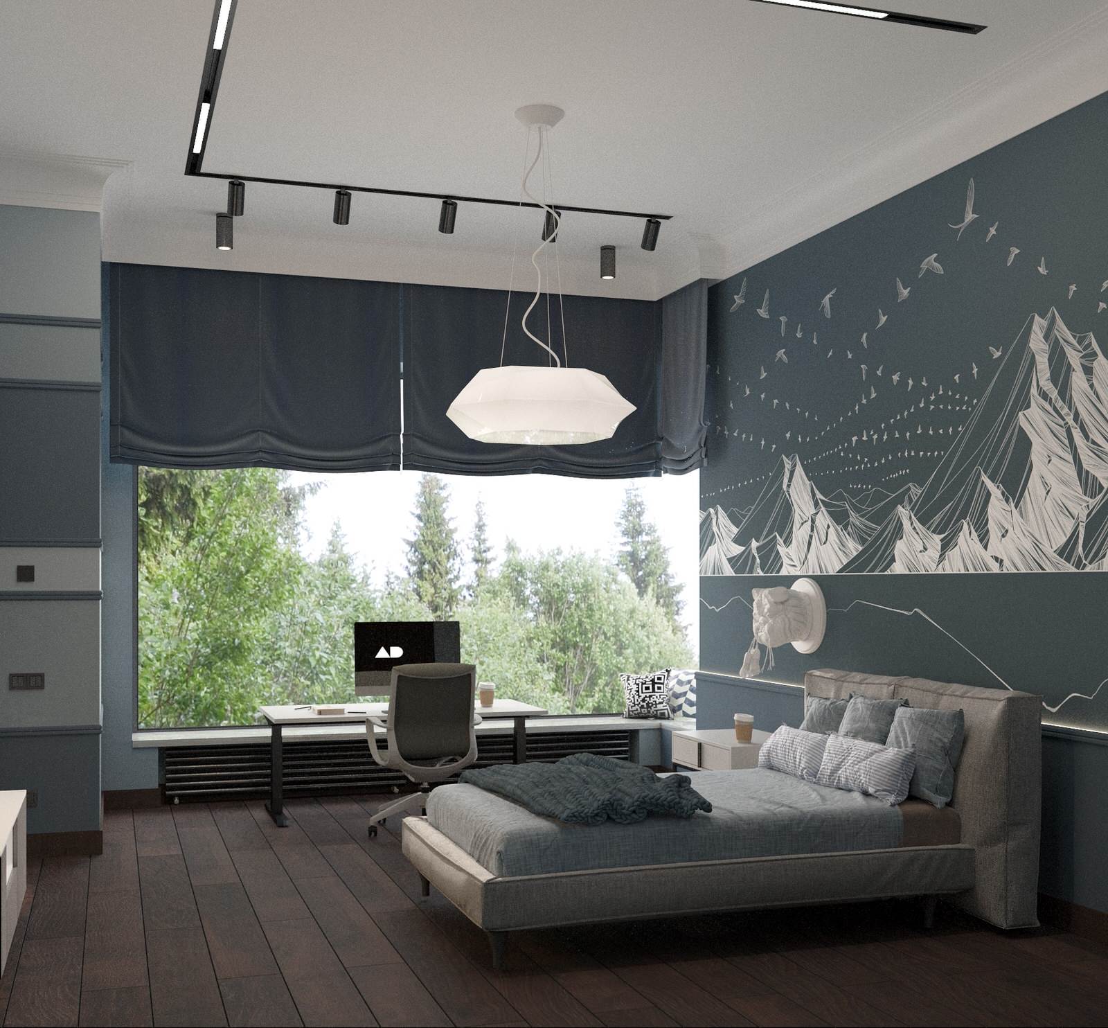 Интерьер двухэтажного загородного дома