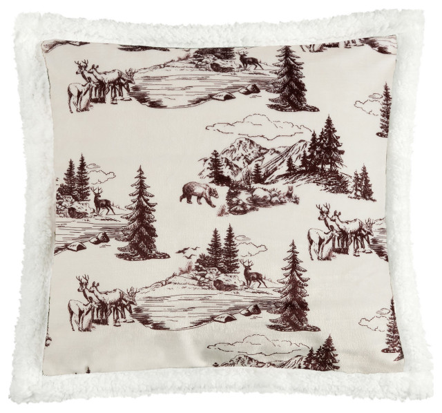 White Pine Campfire Sherpa Pillow, 18"x18"