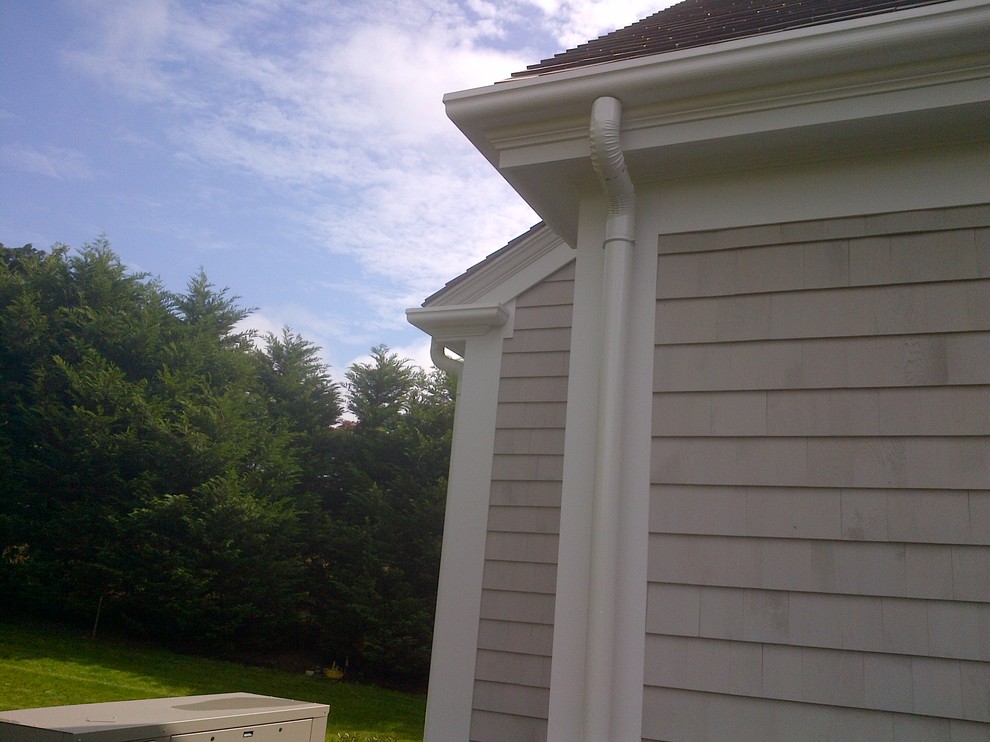 Example of a beach style exterior home design in Boston