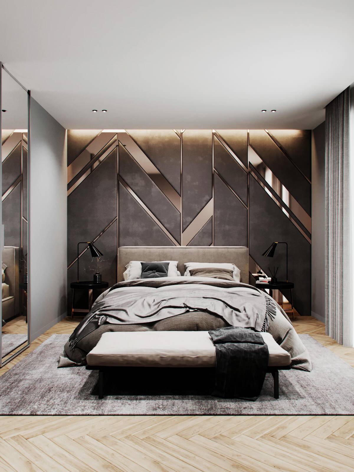 Cовременная квартира, дизайн интерьера в светло-темных тонах в ЖК "Георг Ландрин