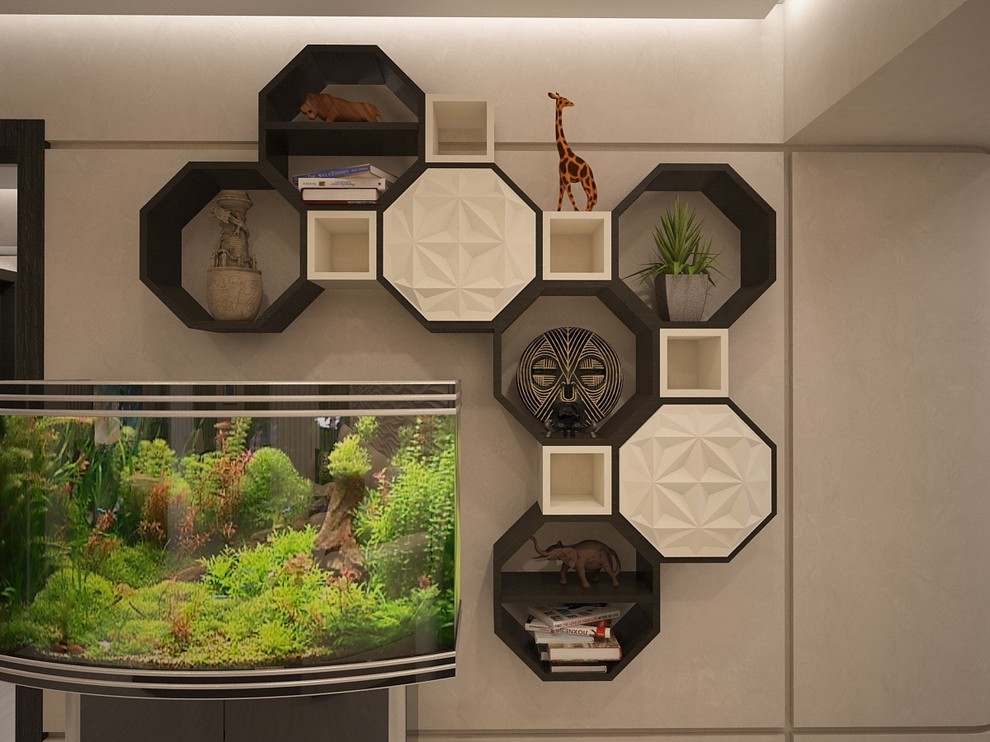 гостиная совмещенная с кухней в современном стиле