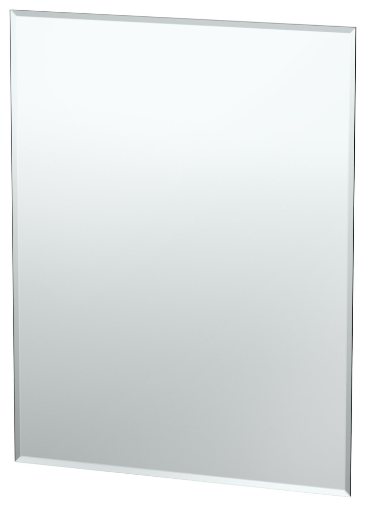 35.5" Flush Mount Frameless Rectangle Mirror Contemporary Bathroom