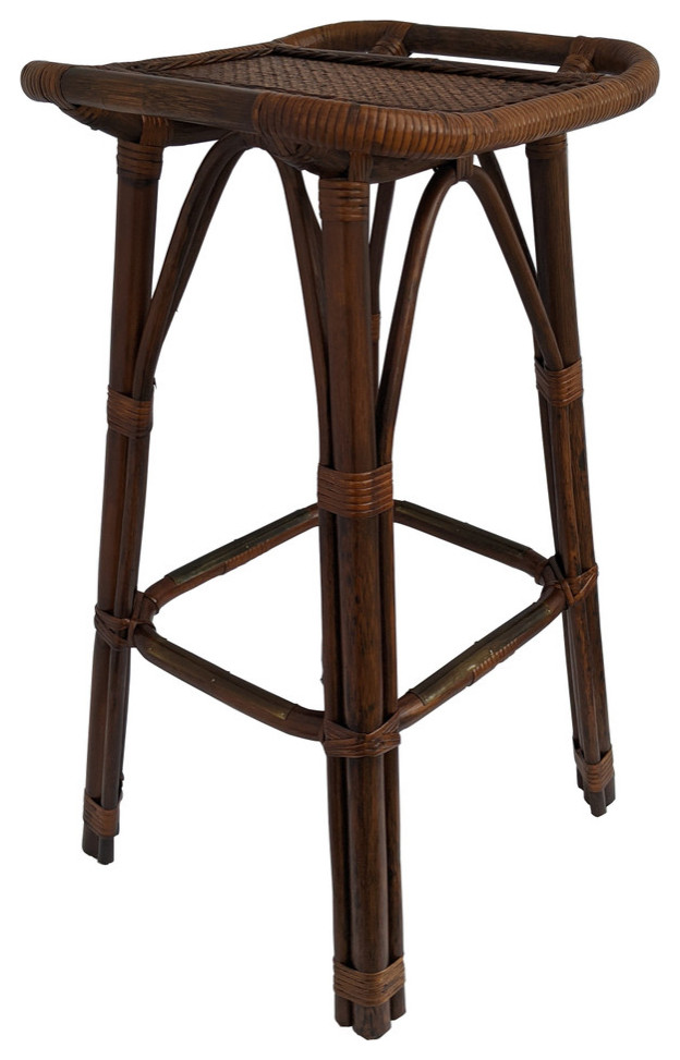 Oriental Rattan Backless Bar Stool Counter Height Tropical Bar