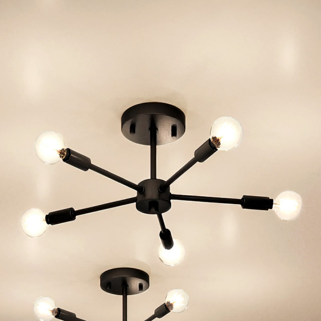 Luxury MidCentury Modern Ceiling Light, Brushed Bronze Midcentury Flushmount Ceiling