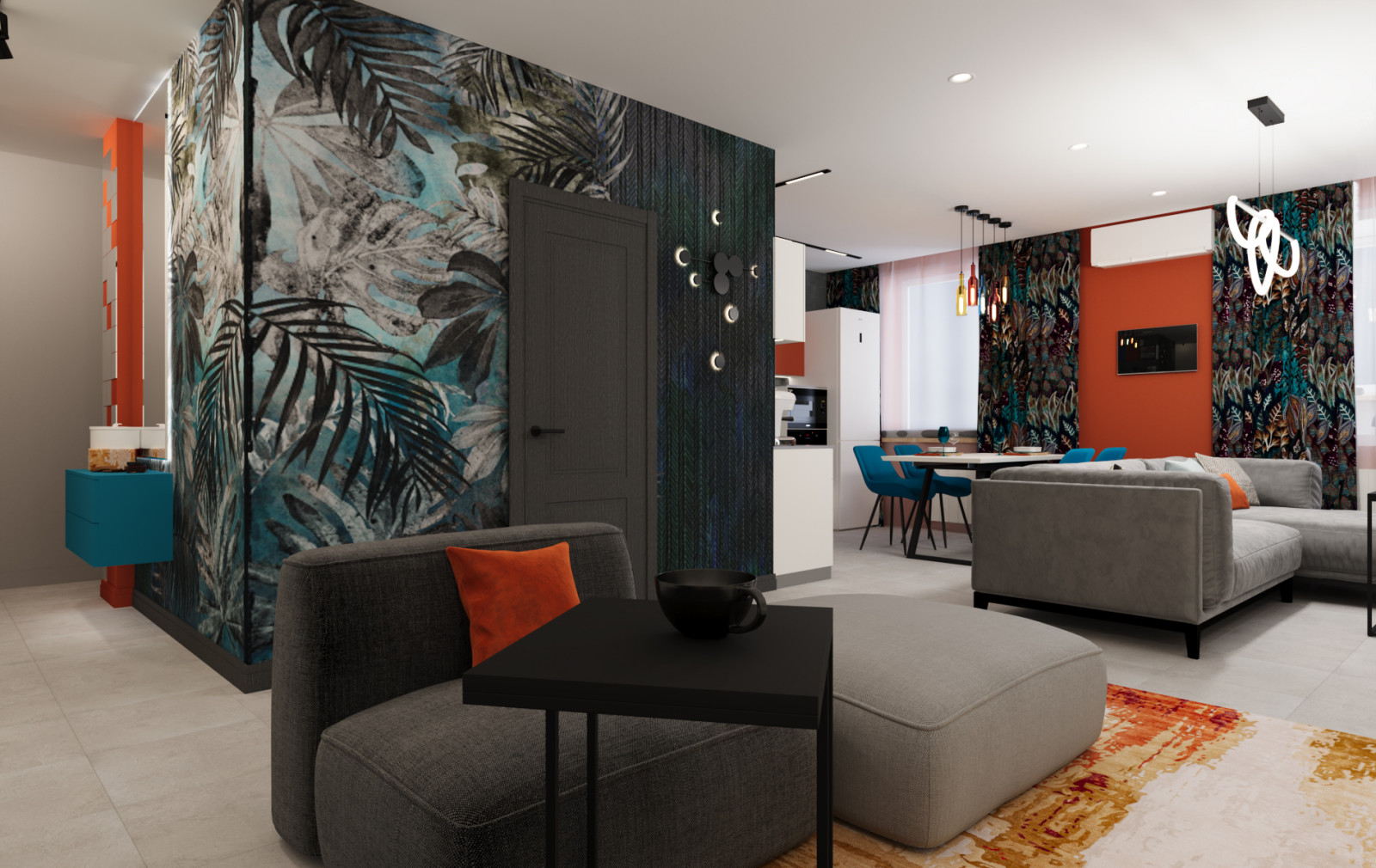 Двухкомнатная квартира с ярким интерьером