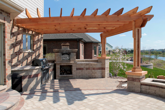 Custom Pergola W Cast Concrete Caps Added To Existing Patio