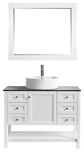 Modena Vanity With Vessel Sink With Mirror White 42