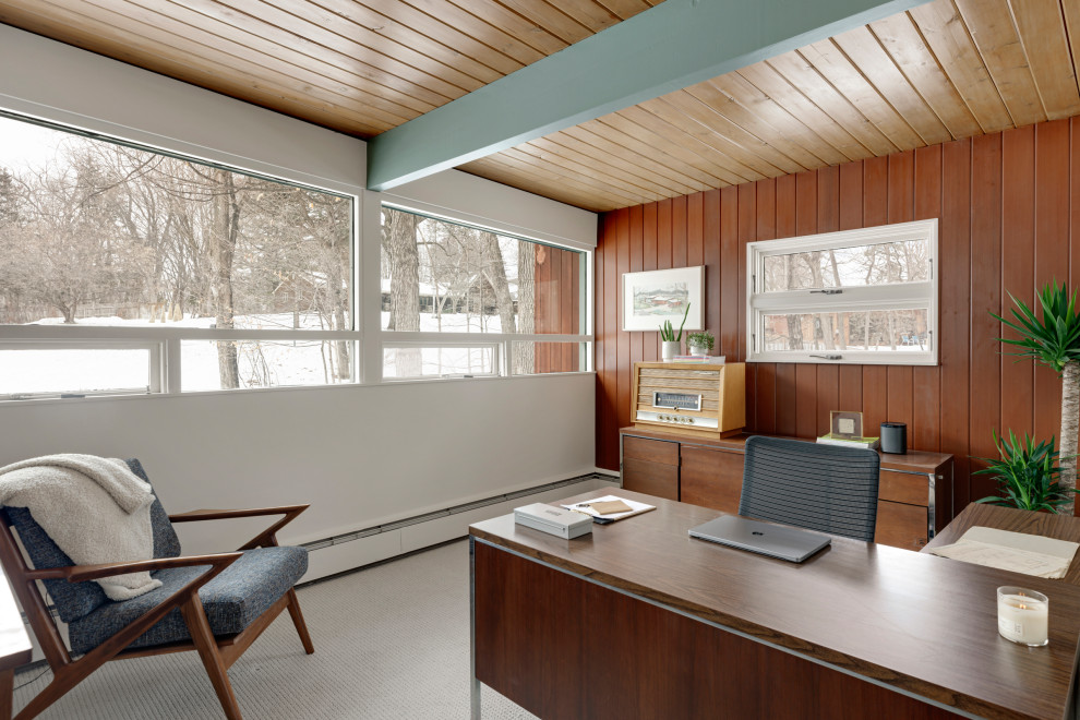 Inspiration for a midcentury home office in Minneapolis.