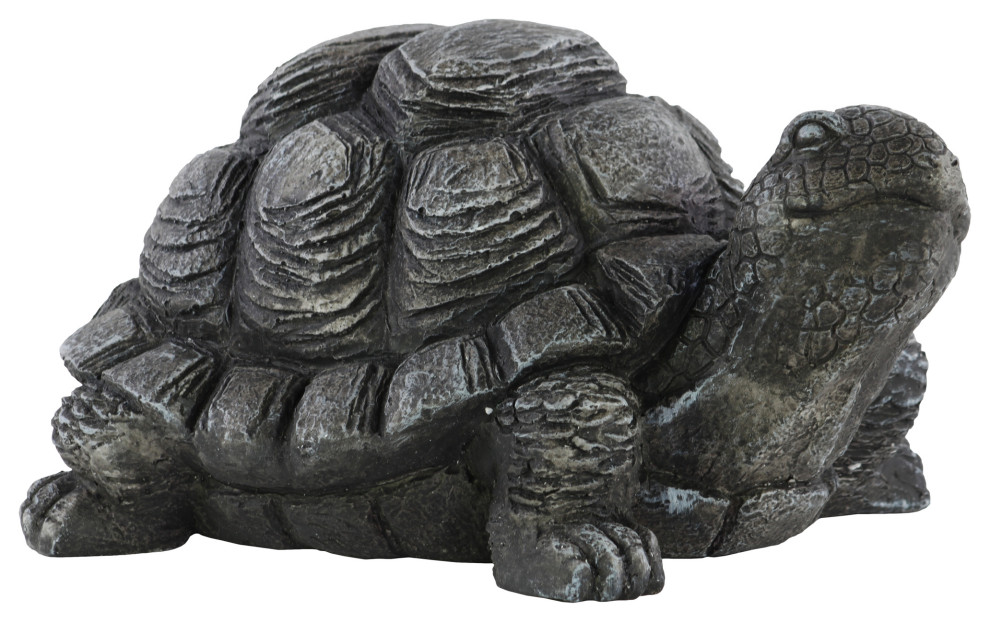 Fiberstone Turtle Figurine with Extended Leg, Washed Gray Beach Style
