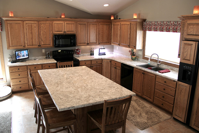 Realistic Granite Patterned Laminate Countertops In A Traditional