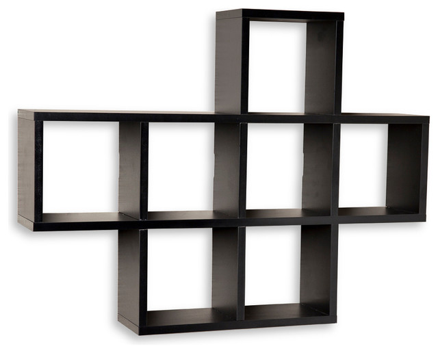 Cubby Laminated Walnut Veneer Shelving Unit Contemporary Display