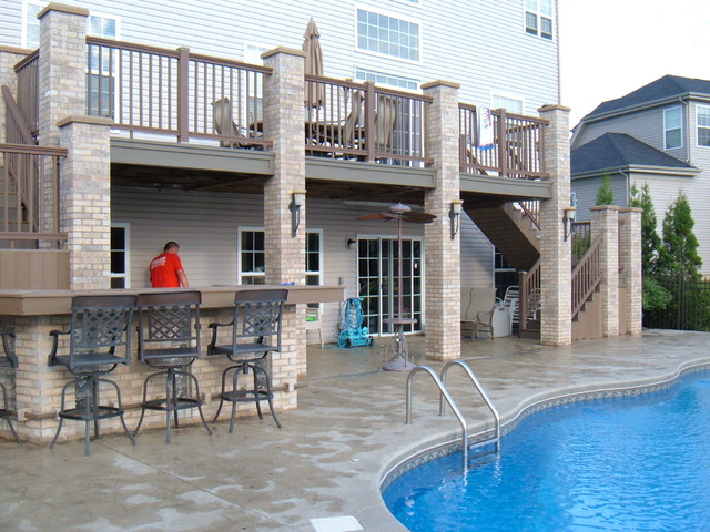 Pool And Deck Walkout Basement Traditional Deck Chicago