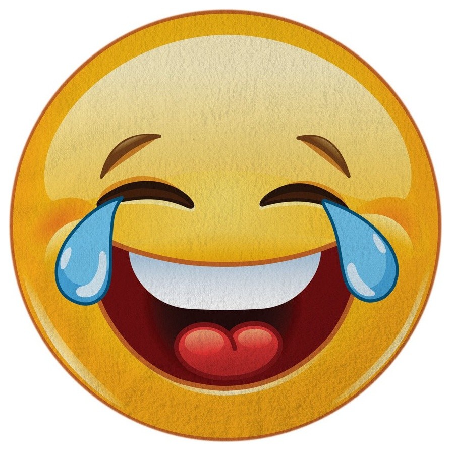 Crying-Laughing Emoji Round Beach Towel