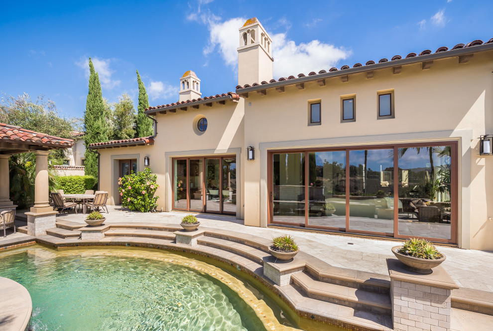 This is an example of a mediterranean pool in Orange County.