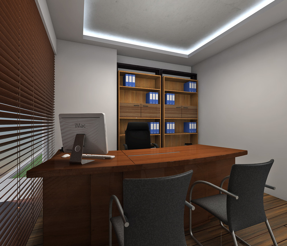 Design ideas for a large modern home office in Other.