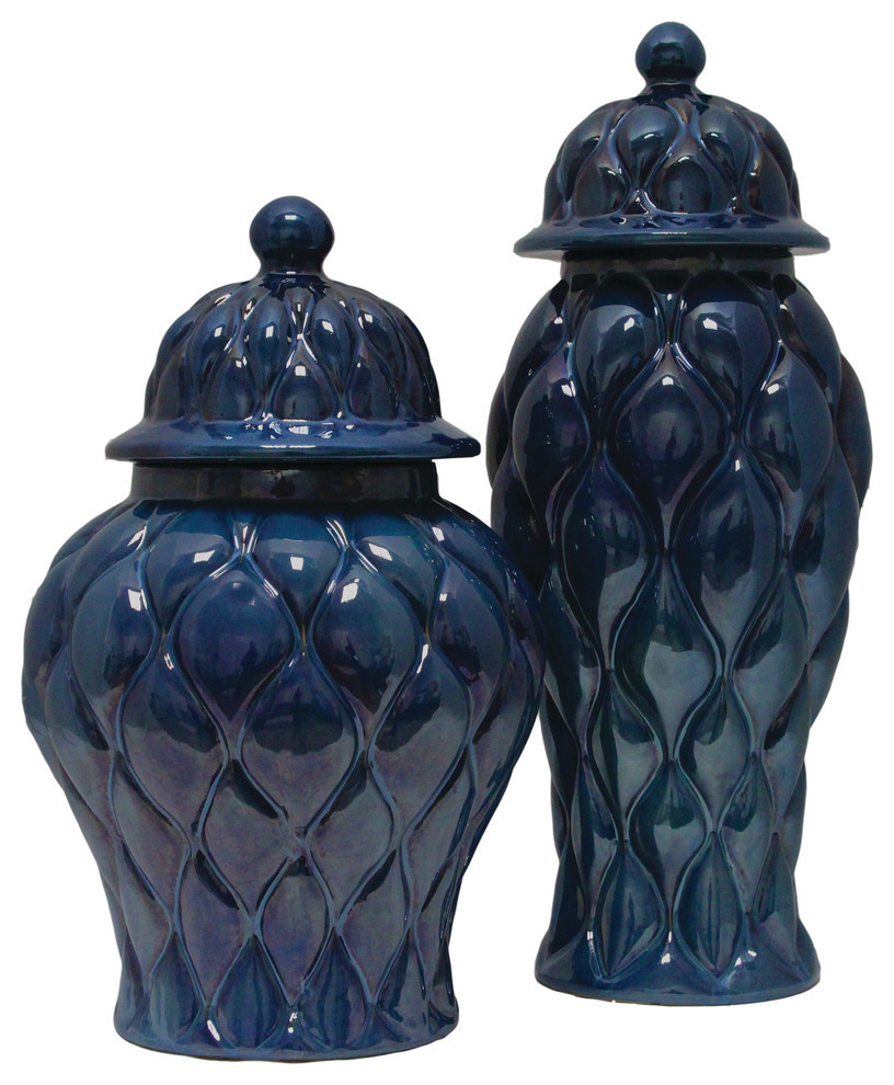 Sapphire Decorative Jars, 2-Piece Set