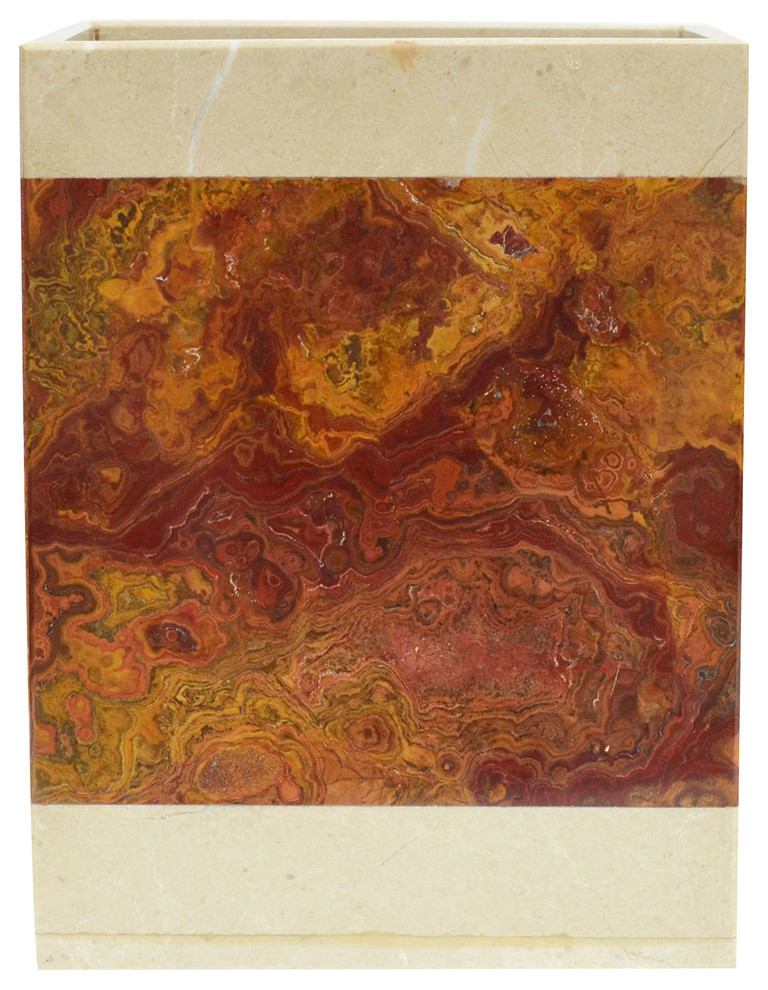 Polished Marble Bathroom Wastebasket - Contemporary - Wastebaskets - by ...