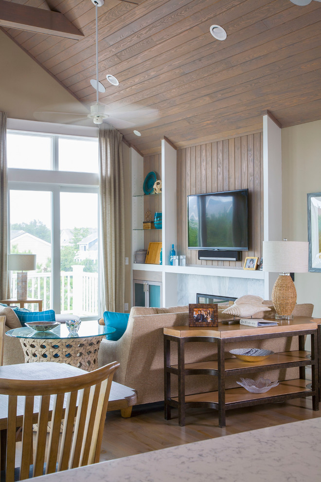 Inspiration for a beach style family room in Baltimore.