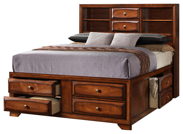 Bookcase Captains Bed Midcentury Platform Beds By Homecraft Furniture Inc 