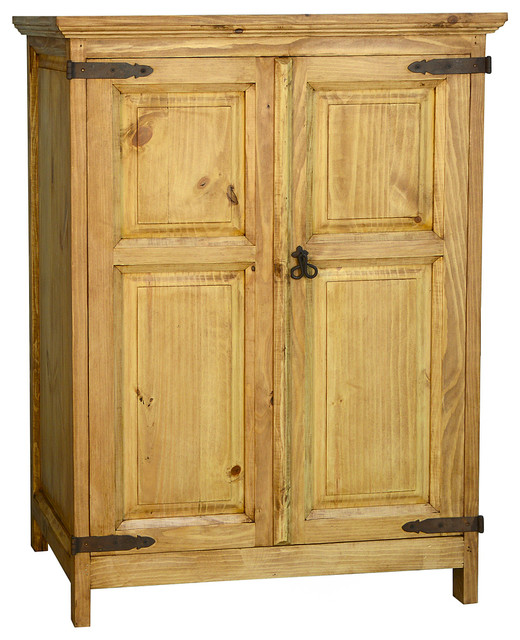 Pine Wood Rustic Short Armoire Transitional Armoires And