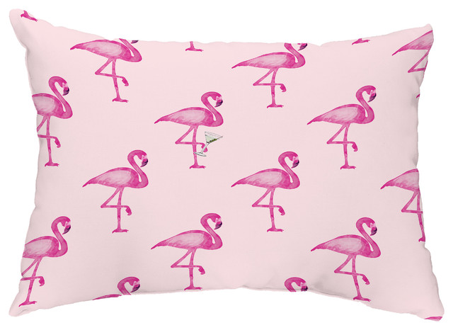 Flamingo Fanfare Martini 14"x20" Abstract Decorative Outdoor Pillow, Pink