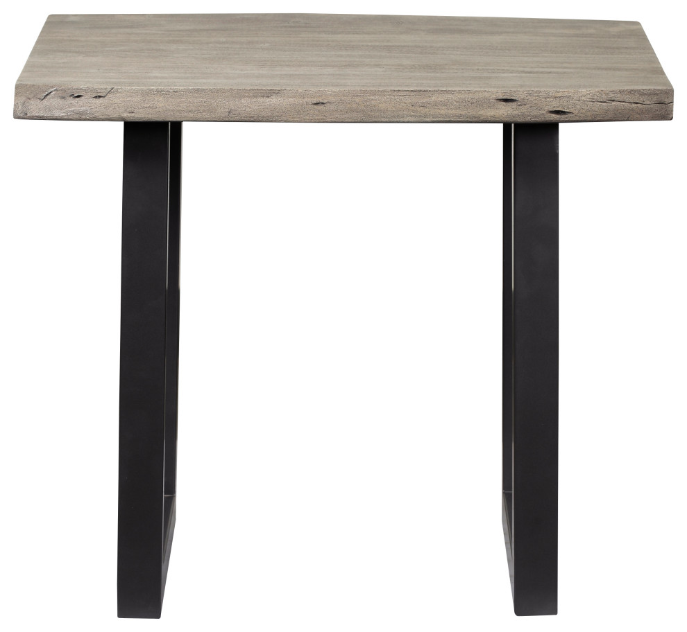 Yukon Sandblast Gray and Gunmetal Finish End Table Industrial Side