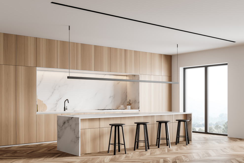 Example of a minimalist kitchen design in Miami