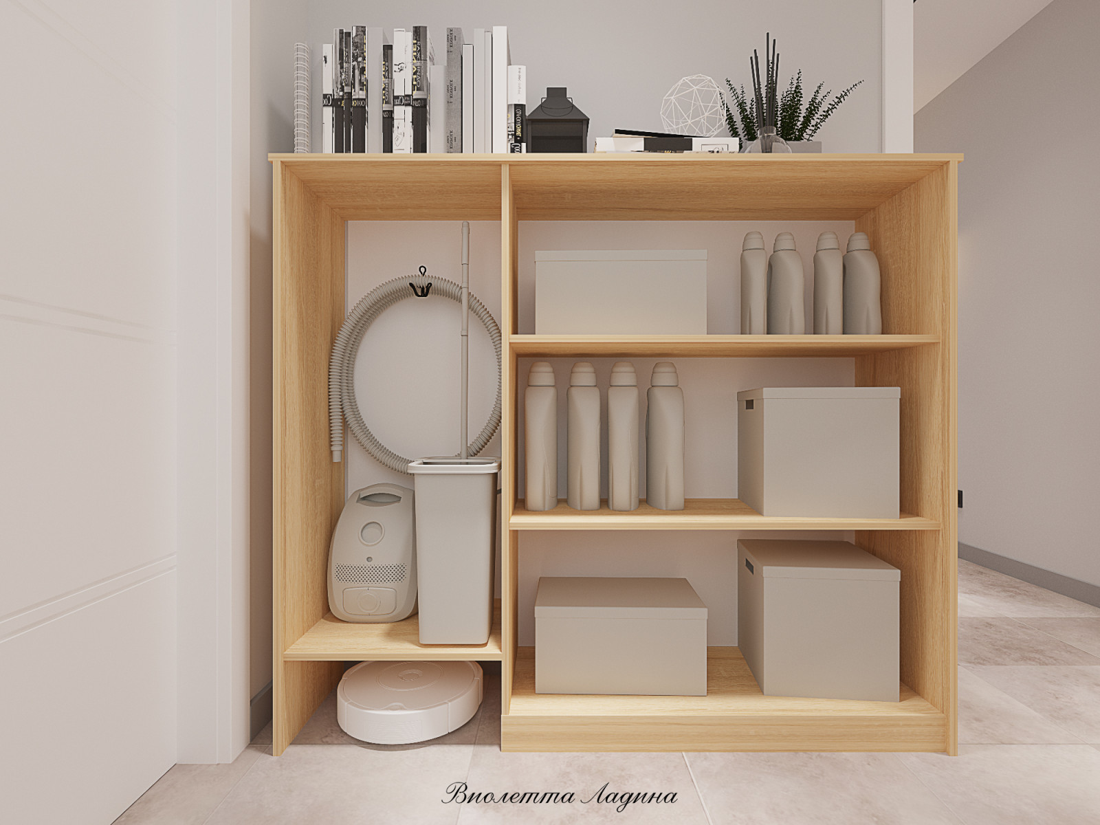 Трешка в панельном доме в современном стиле с голубым акцентом.