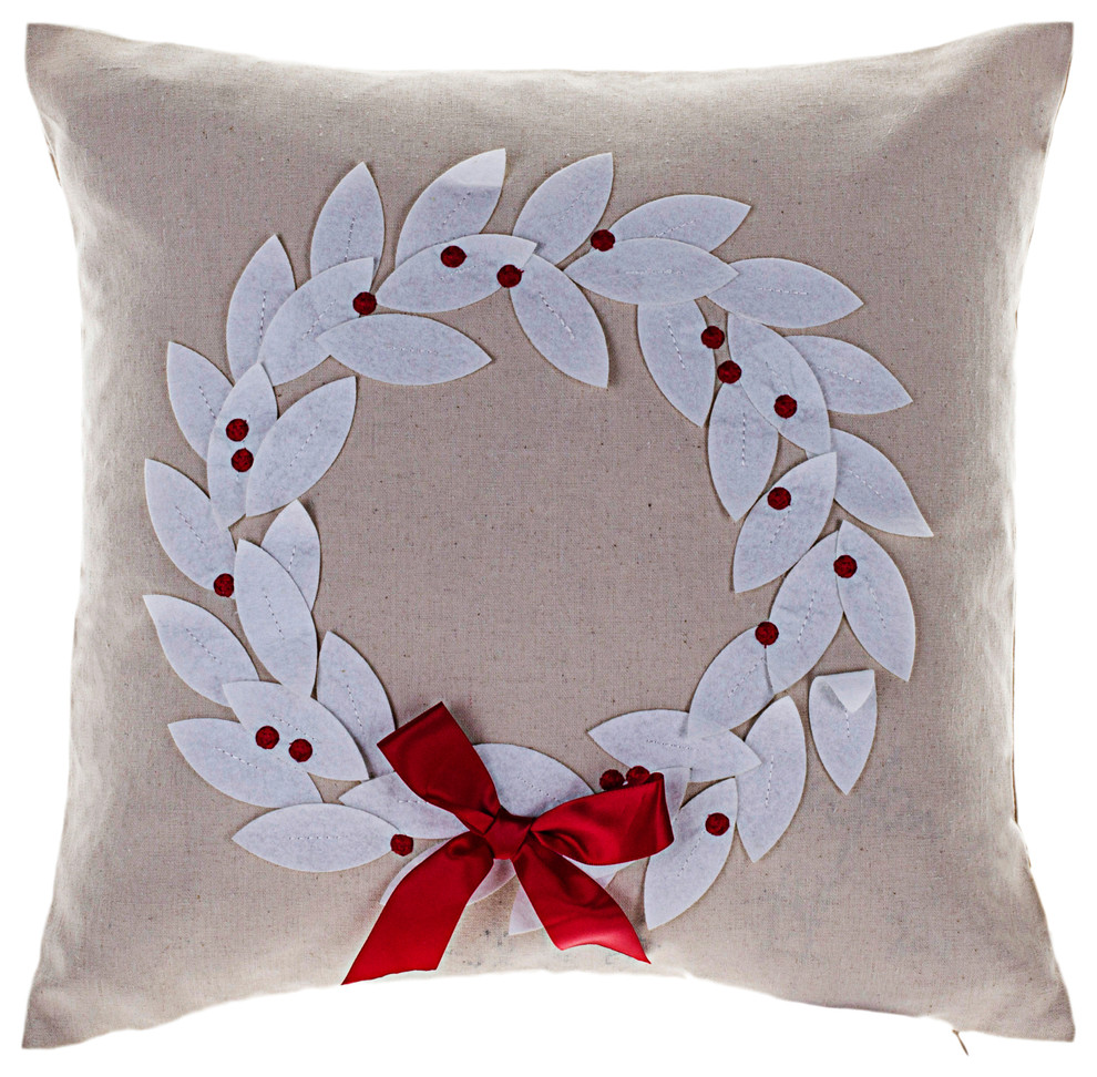 Poinsettia Wreath Pillow Contemporary Decorative Pillows by 14