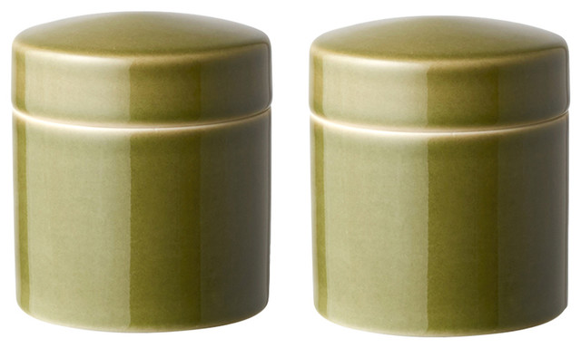 Small Kitchen Canisters, Olive, Set of 2