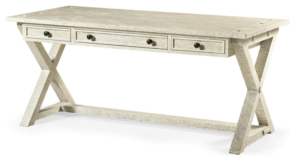 Rustic Country Whitewash Desk Farmhouse Desks And Hutches by