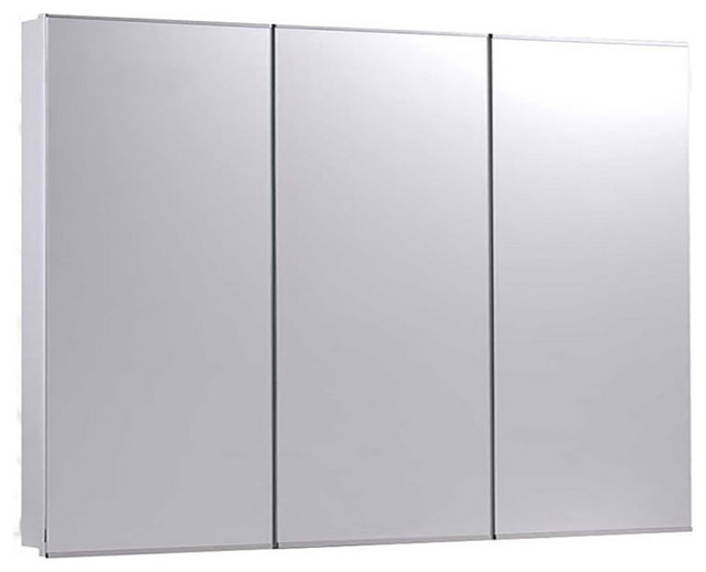 Tri-View Medicine Cabinet, 36"x30", Stainless Steel Trim, Partially Recessed