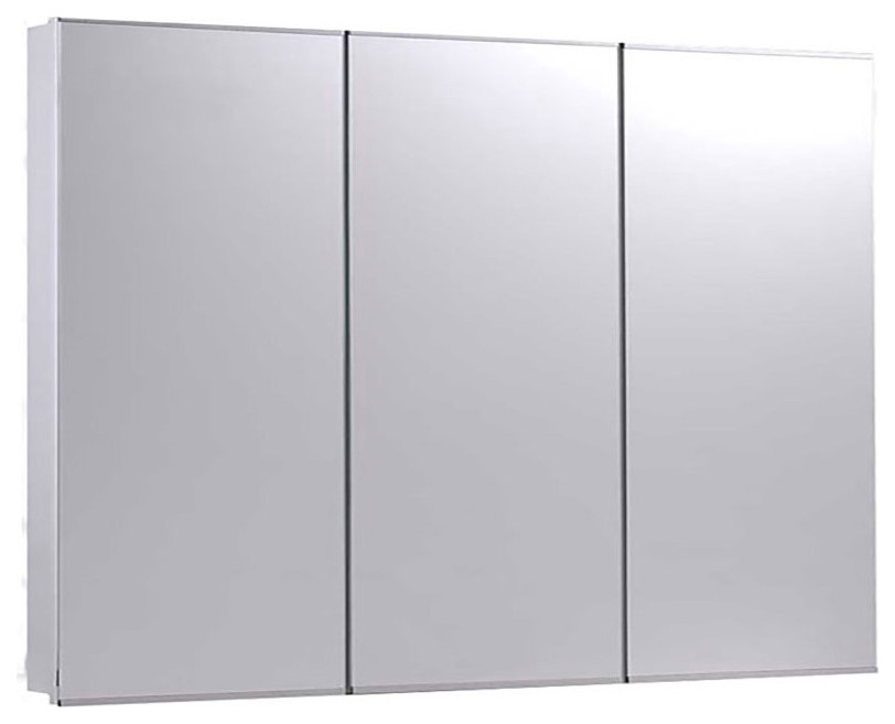 Tri-View Medicine Cabinet, 36"x30", Stainless Steel Trim, Partially Recessed