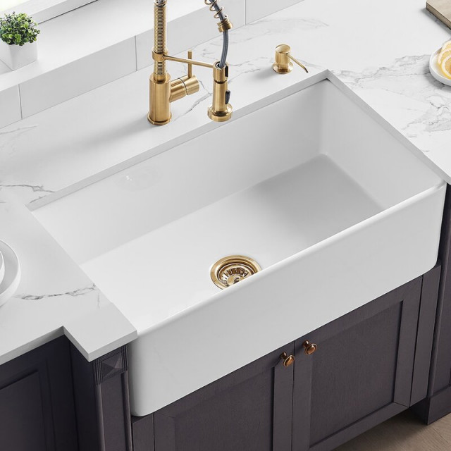 Ratel 33 True Fireclay A Farmsink Not Porcelain Sink Grid Strainer Included Contemporary Kitchen Sinks By Usa Inc Houzz Ratel 33 True Fireclay A Farmsink, 33 Farm Sink