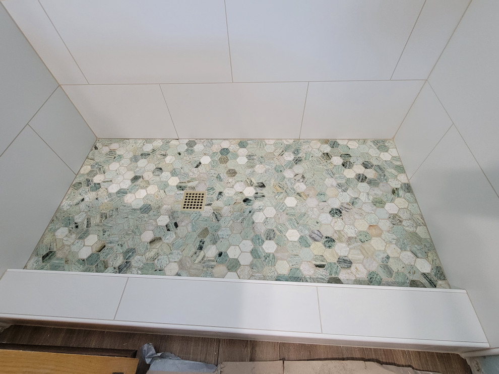 Small Bathroom Remodel with Aqua Tiles