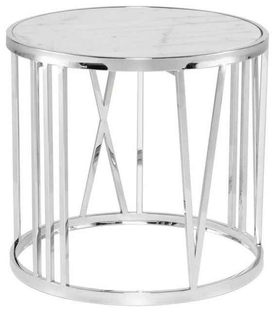 Matteo White Marble Side Table Contemporary Side Tables And End
