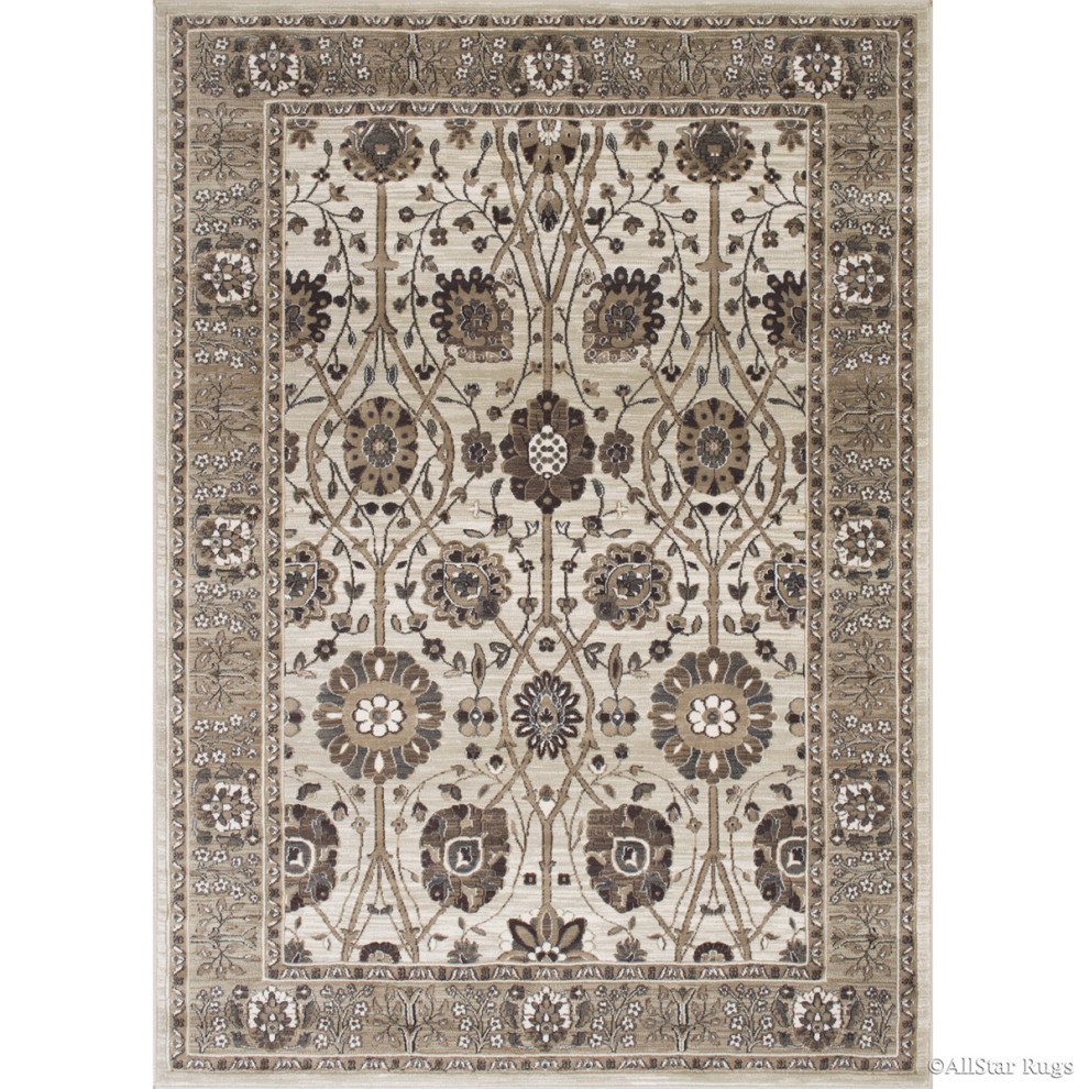 Modern Accent Rug In Beige With Traditional Design 9 8 X7 5 Modern Accent Rug In Beige With