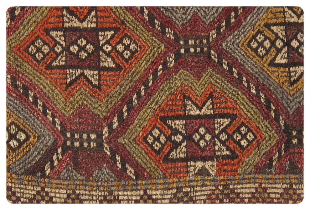 Pasargad Home Vintage Turkish Kilim Traditional Pillow Cover, 16"x24"