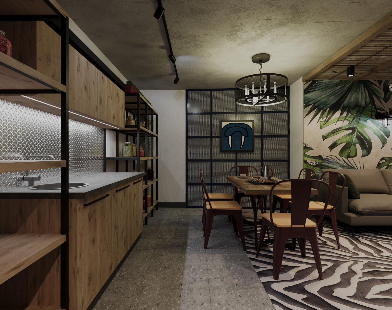 Зона для отдыхав цокольном этаже дома