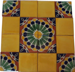 4"x4" Handpainted Mexican Talavera Tiles, 16-Piece Set