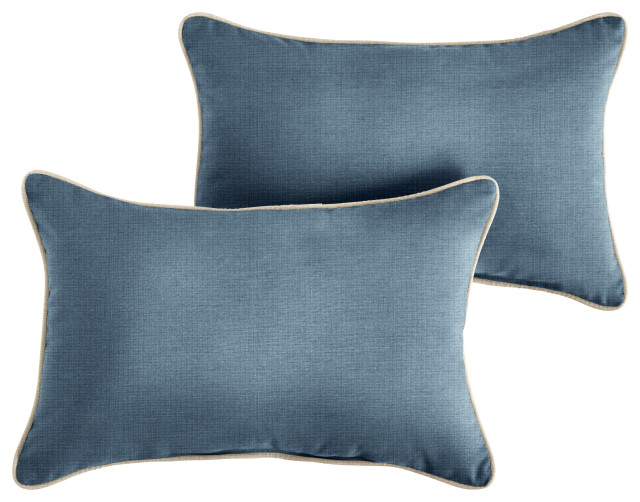 Sunbrella Spectrum Denim/ Cast Pumice Outdoor Pillow, 12x24