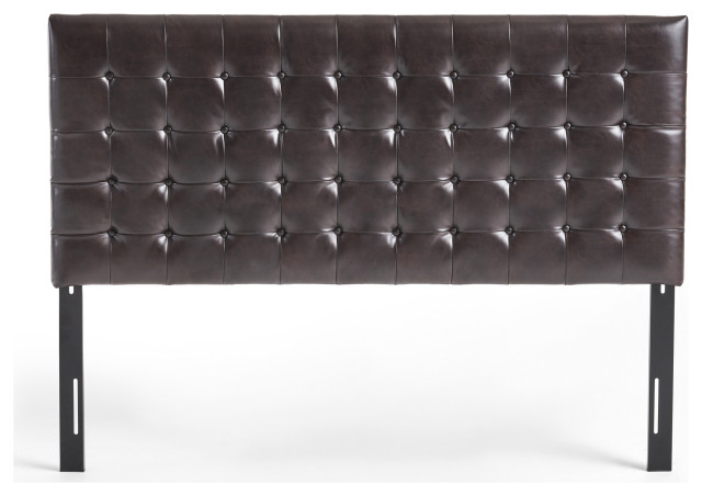 Lucca Tufted Bonded Leather King/Cal King Headboard, Brown Leather