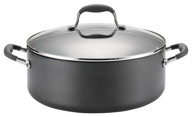 Anolon Advanced Bronze Hard-Anodized Nonstick 5.5-Quart Covered Braiser with Rack