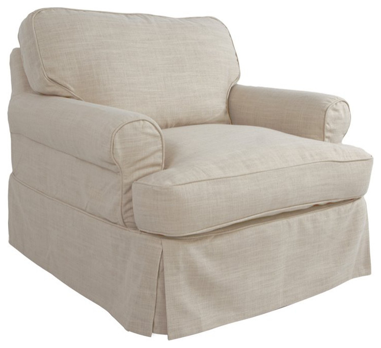Sunset Trading Horizon Fabric Slipcovered T-Cushion Chair in Linen Beige